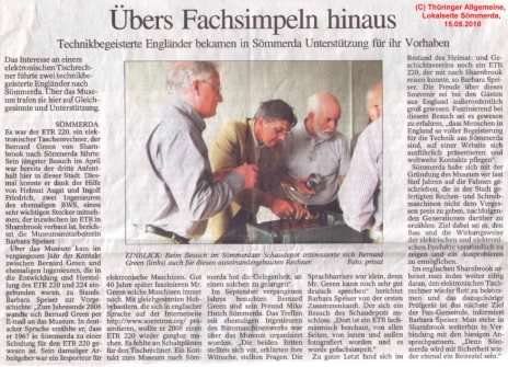 Original Thüringer Allgemeine press article, click image for a larger version